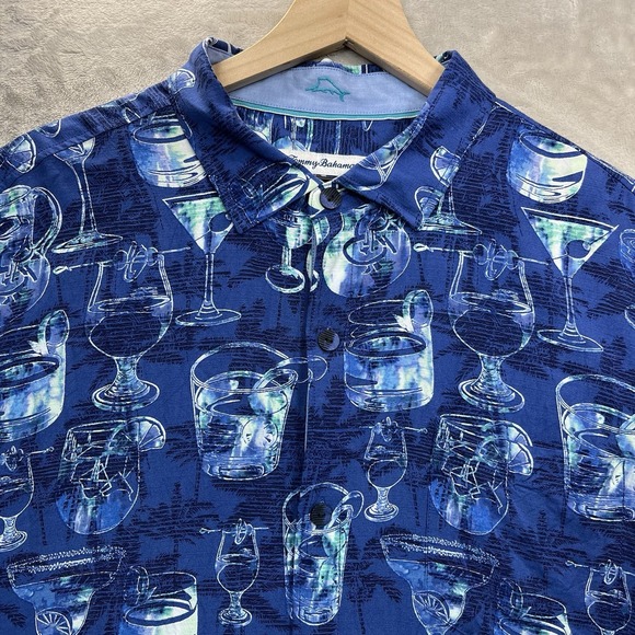 Tommy Bahama Other - Tommy Bahama Shirt Men's XL Blue Viscose Short Sleeve Button Up Bar None